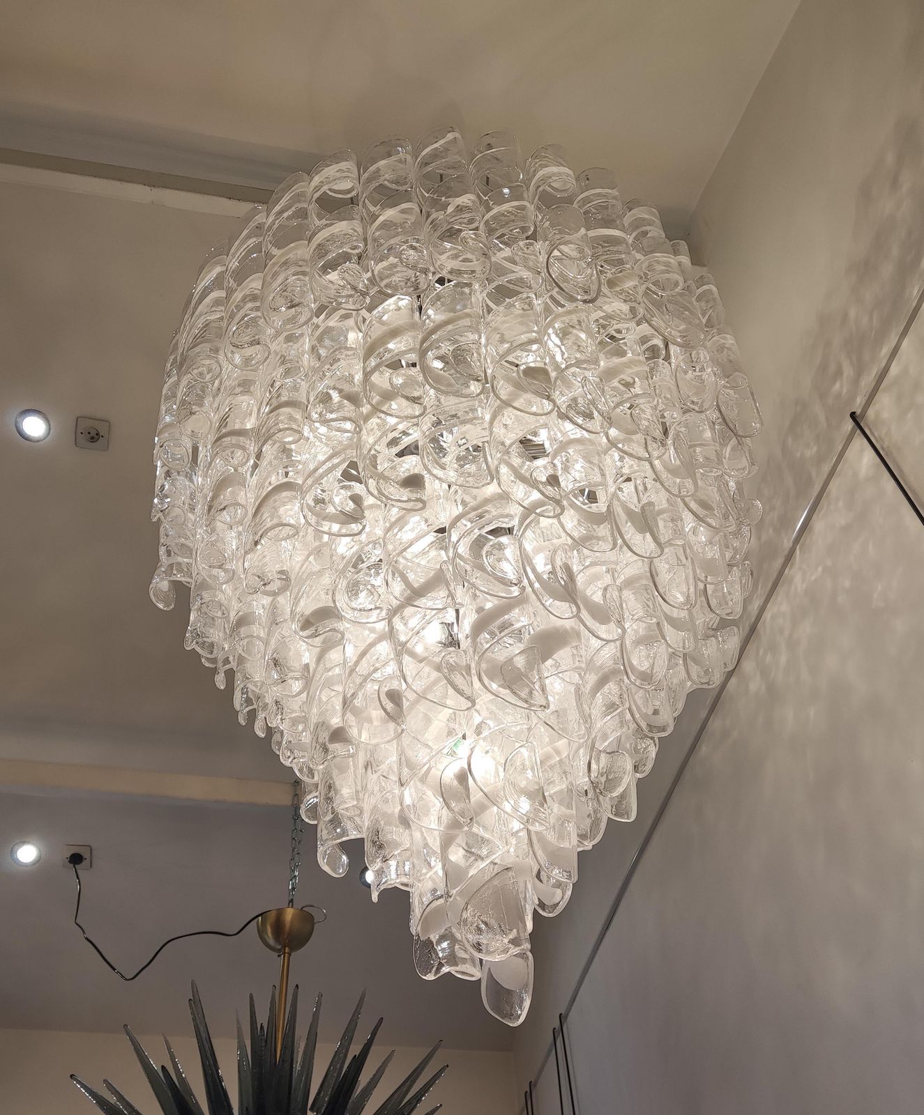 Murano Glass Chandelier Chrome And Glass Pendants photo vinterior