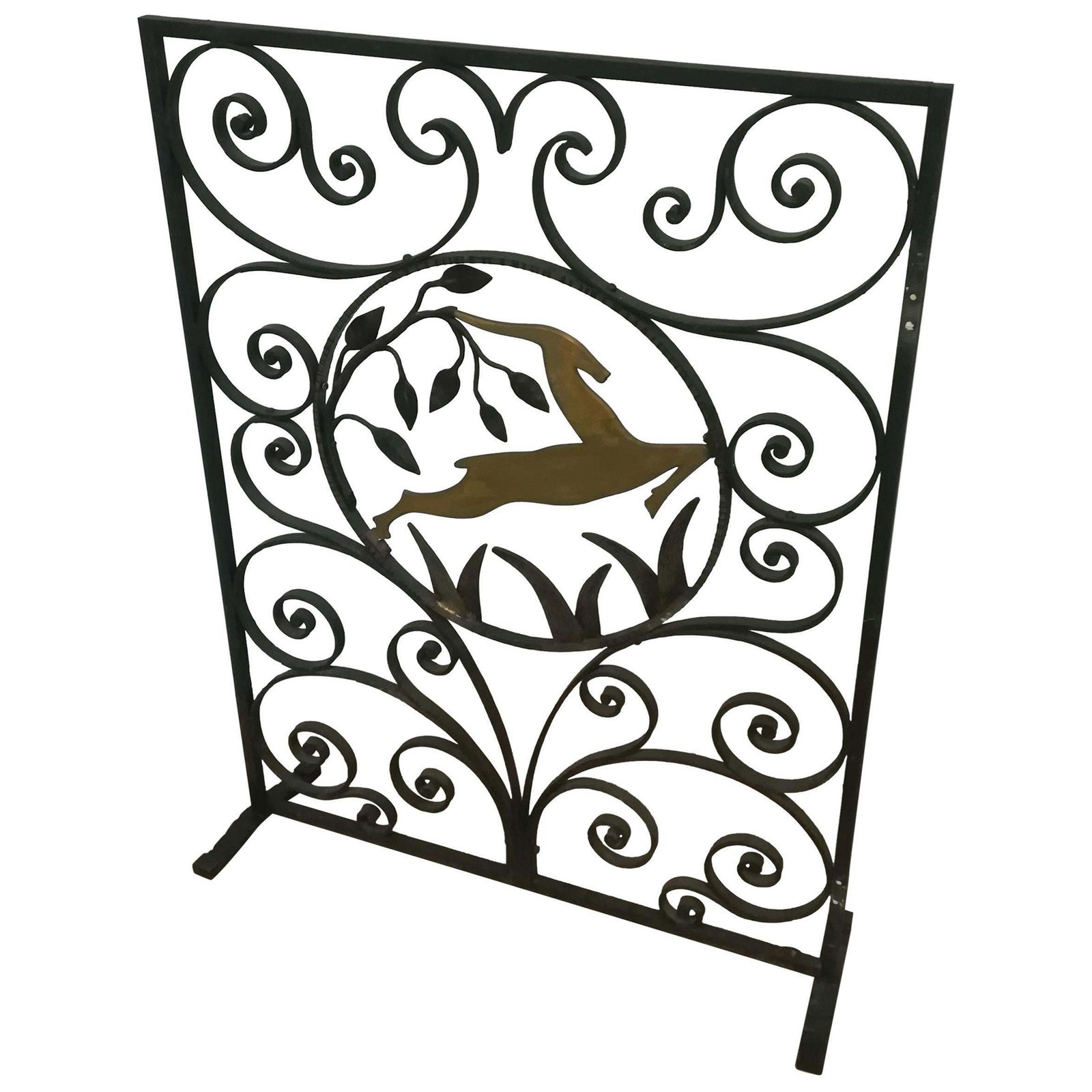 Art Deco Wrought Iron Fire Screen