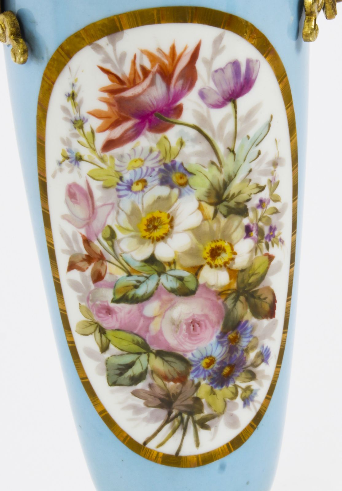 photo furniture Antique Pair French Duck Egg Bleu Sevres Urns 19th C