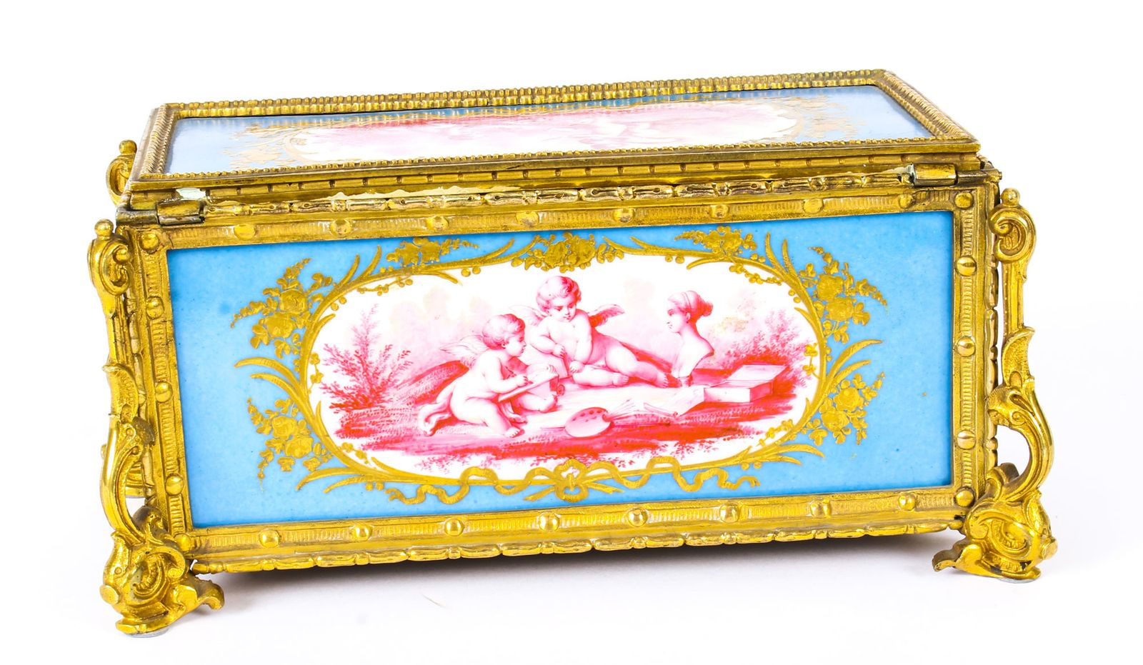 Antique French Sevres Porcelain And Ormolu Jewellery Casket C1870 19th C photo vinterior