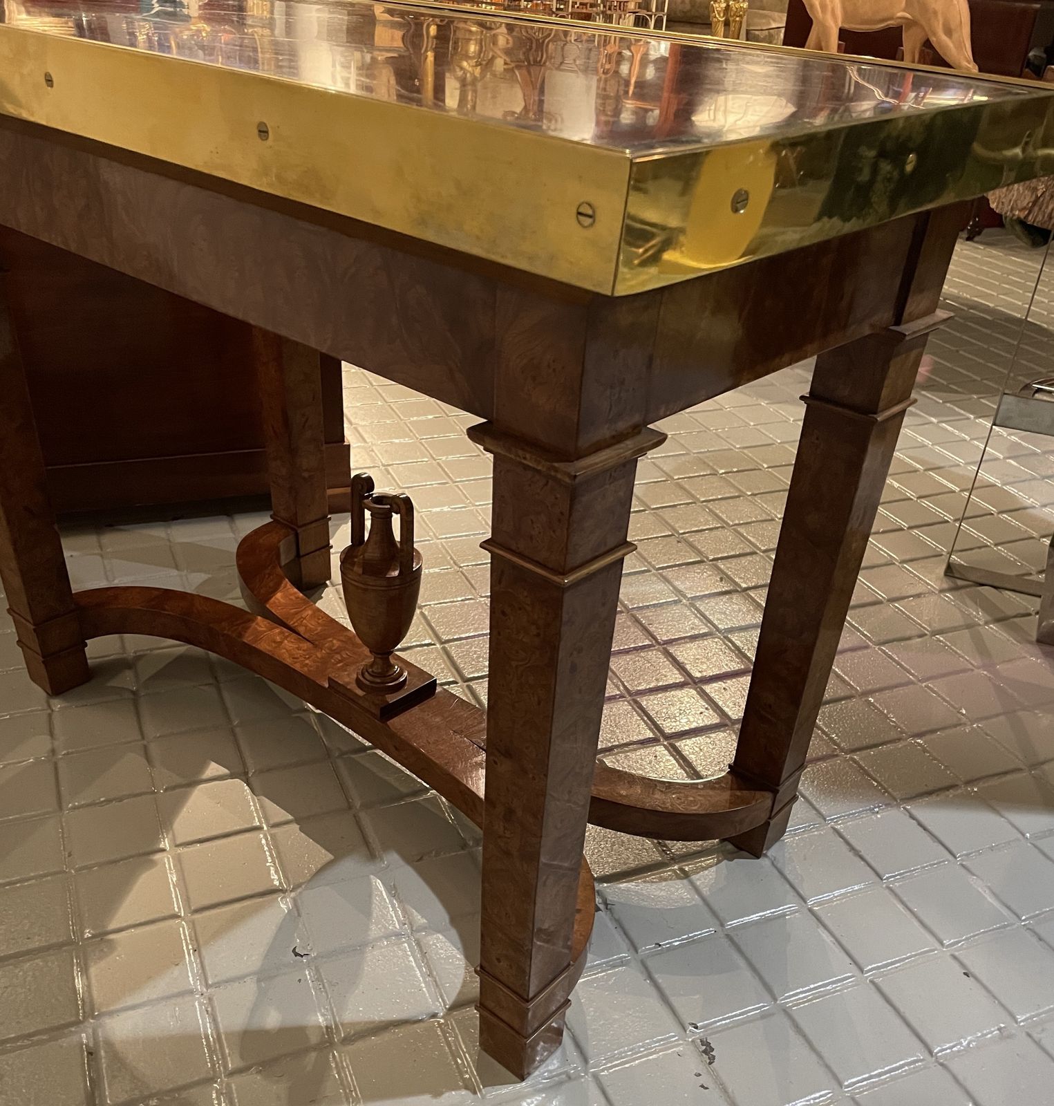Russian Center Table In Elm Root Topped With Porphyry And Bronze. Circa 1830 photo for sale