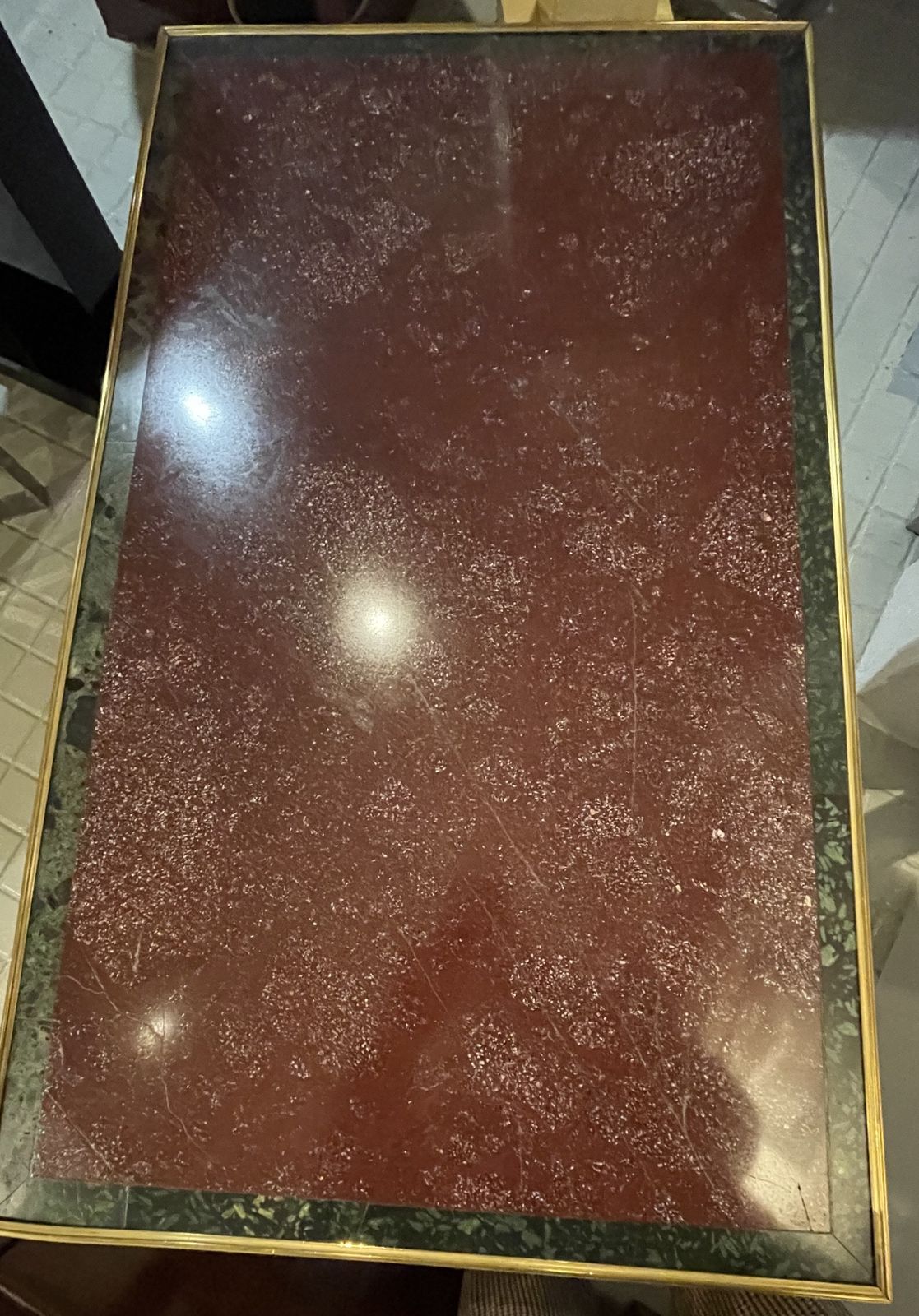 Russian Center Table In Elm Root Topped With Porphyry And Bronze. Circa 1830 photo Furniture