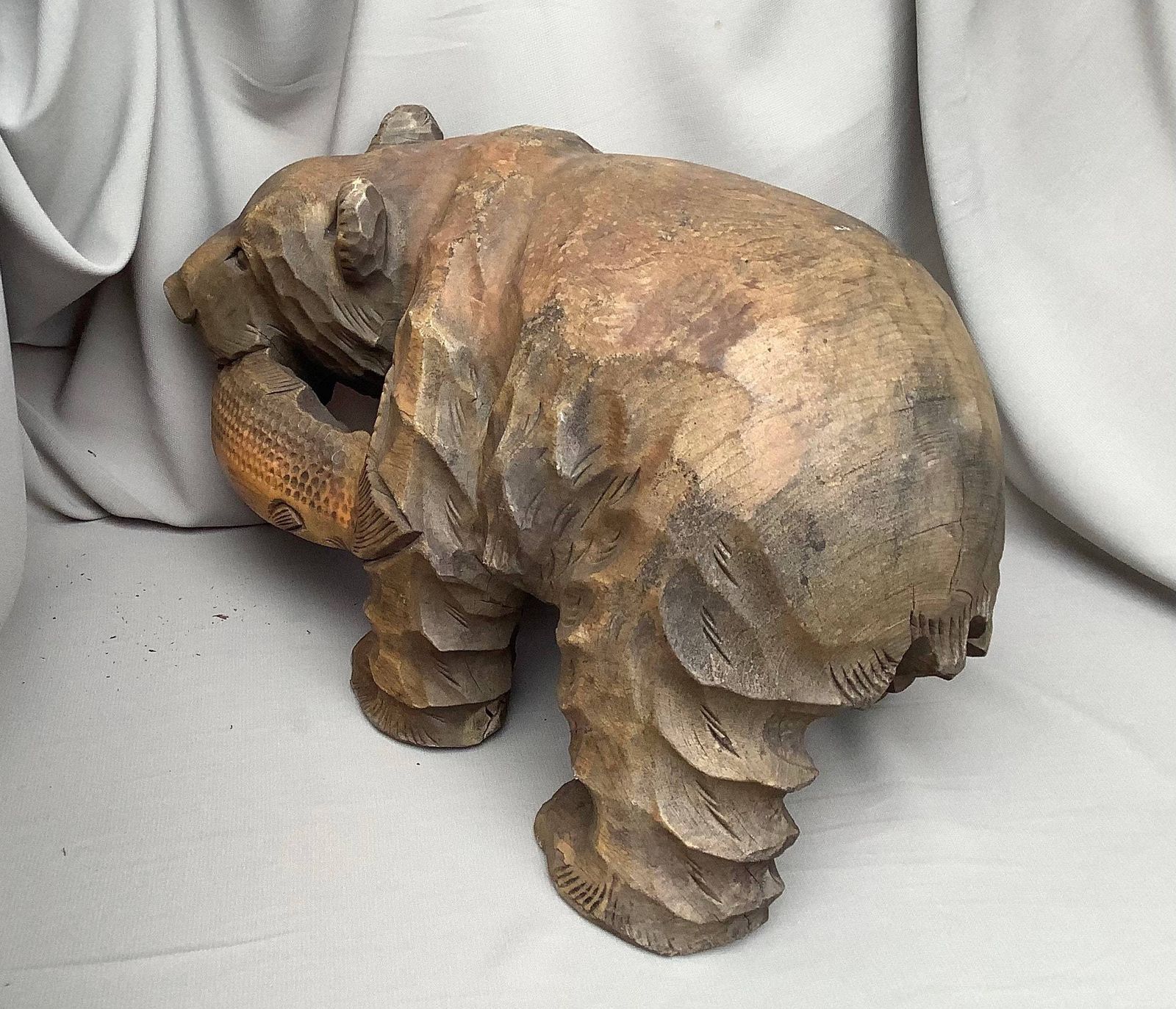 Carved Wooden Bear, 1950s, Vintage photo Art