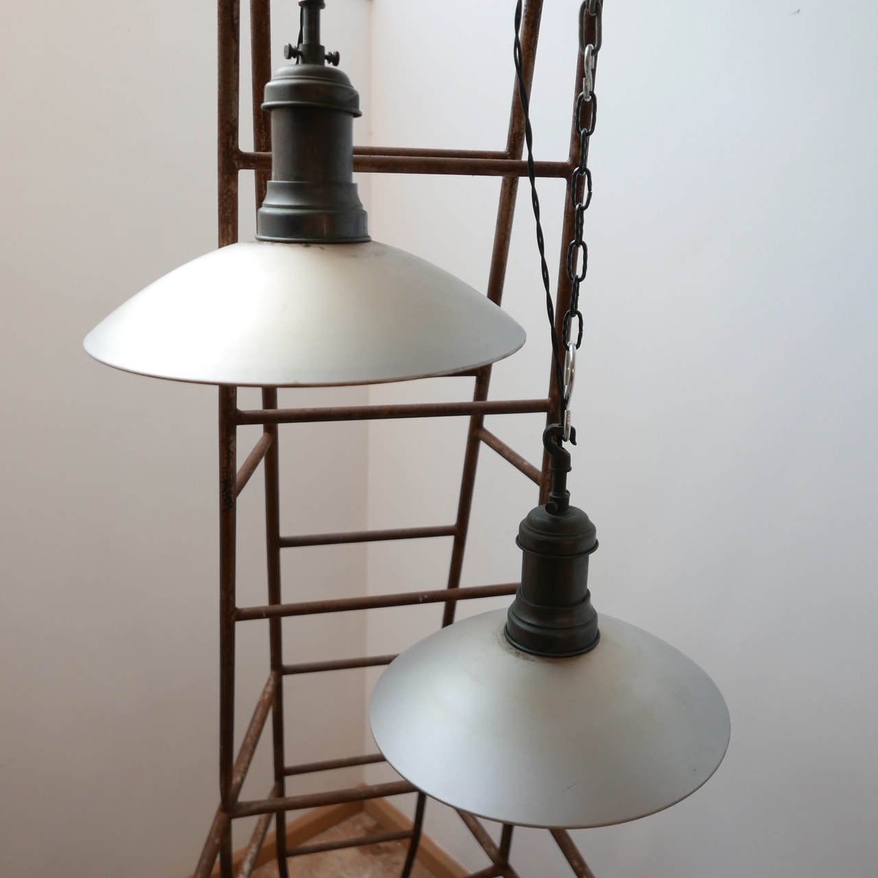 Mirrored Antique German Glass Pendant Lights (2) photo Lighting