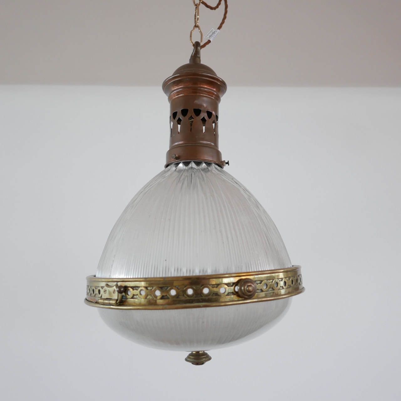 Antique French Holophane Pendant Light