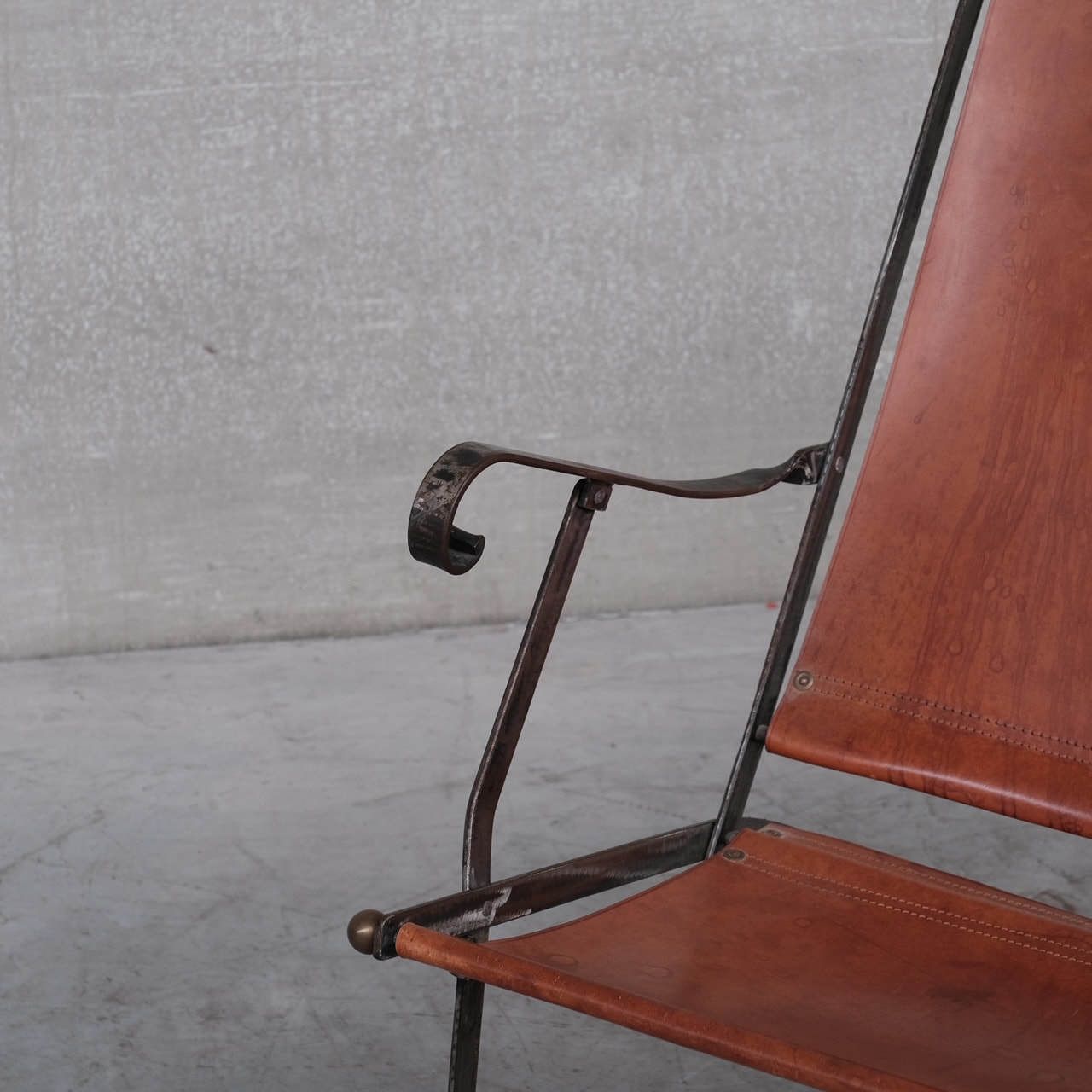 Pair Of Mid Century Leather And Metal Folding Armchair photo furniture