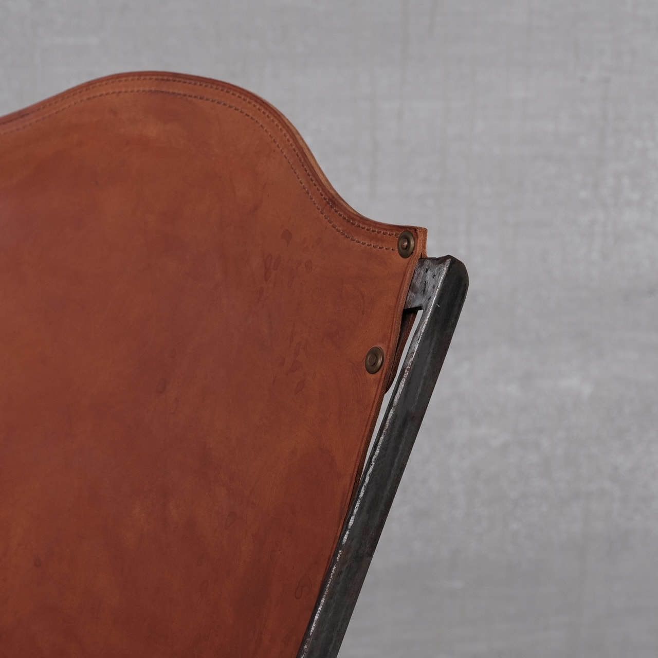Pair Of Mid Century Leather And Metal Folding Armchair photo buy