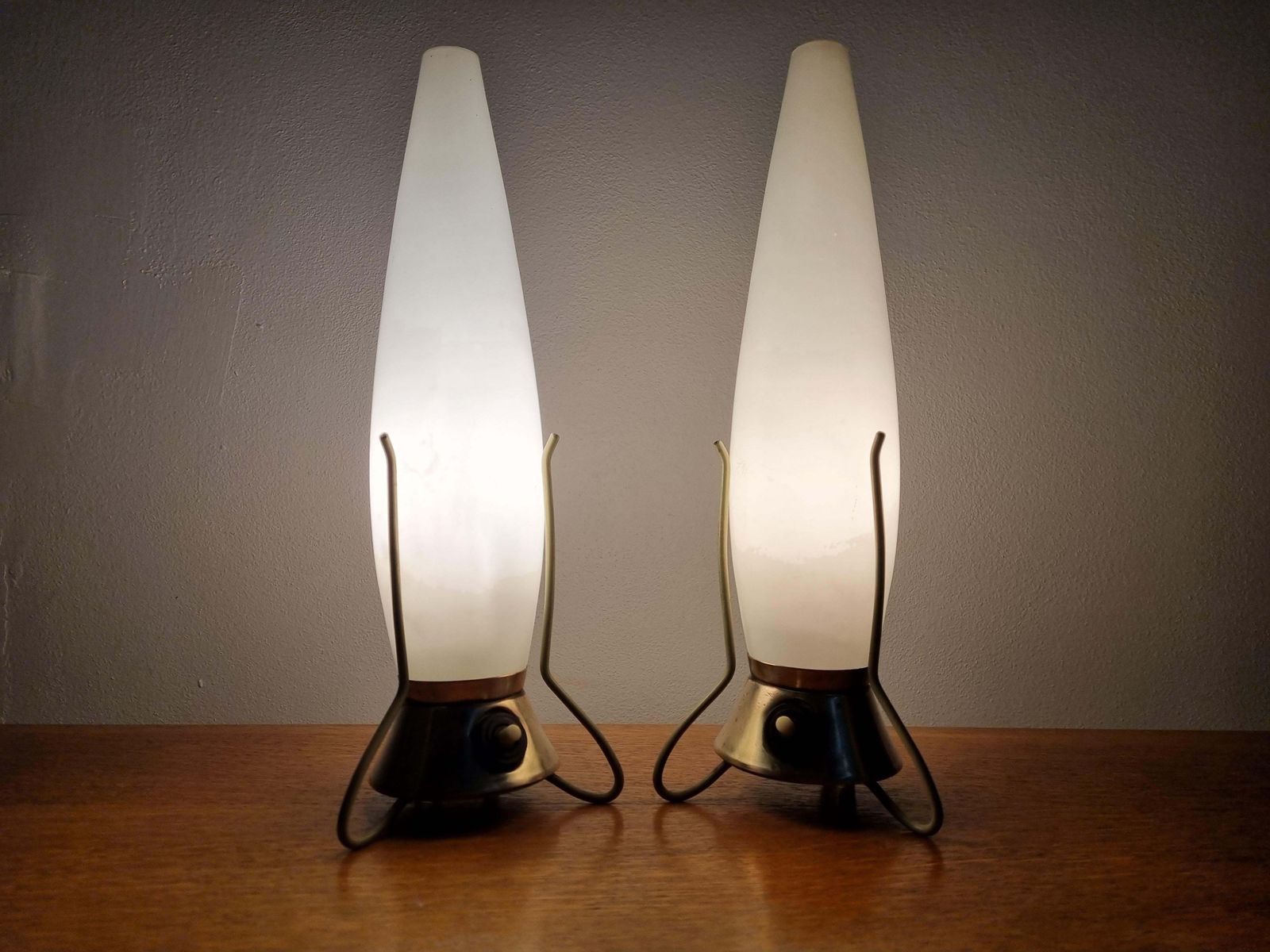 photo vinterior Pair Of Mid Century Table Lamps Zukov, Rockets, 1960s