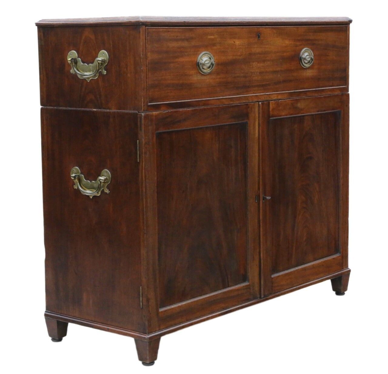 19th Century Mahogany Campaign Chest Of Drawers photo vintage