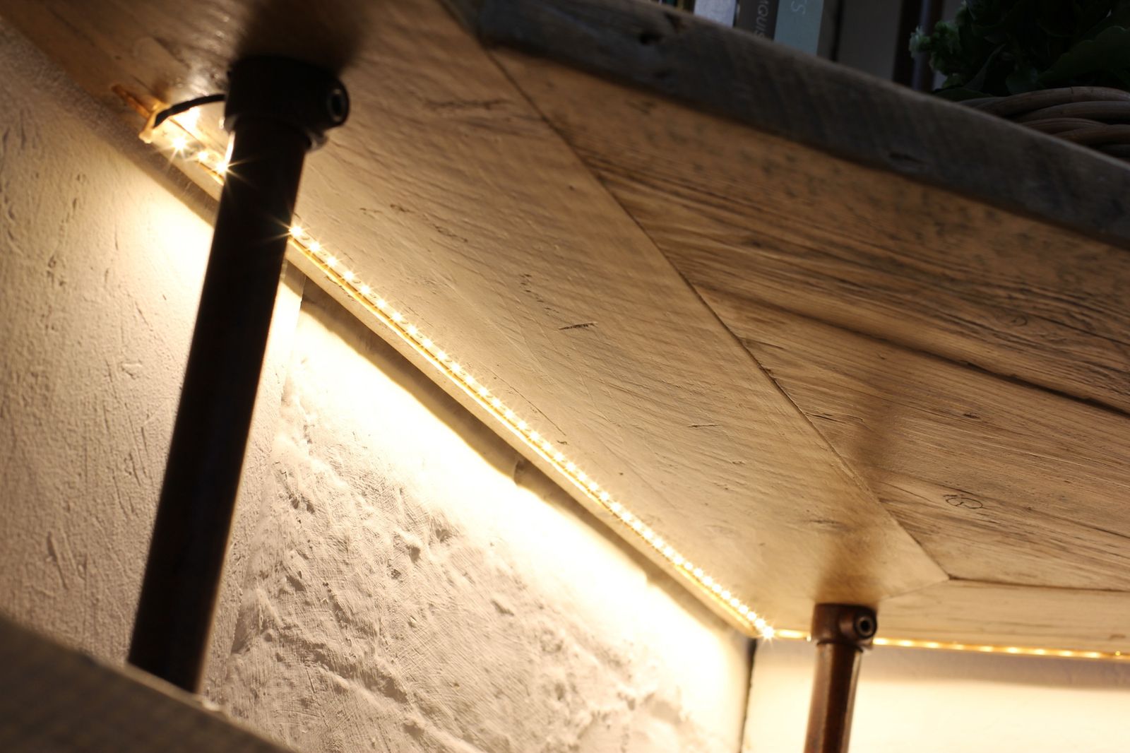 Mc Leod Reclaimed Scaffolding, Steel Pipe Industrial Corner Desk & Led Lit Shelves With Sliding Doors photo vinterior