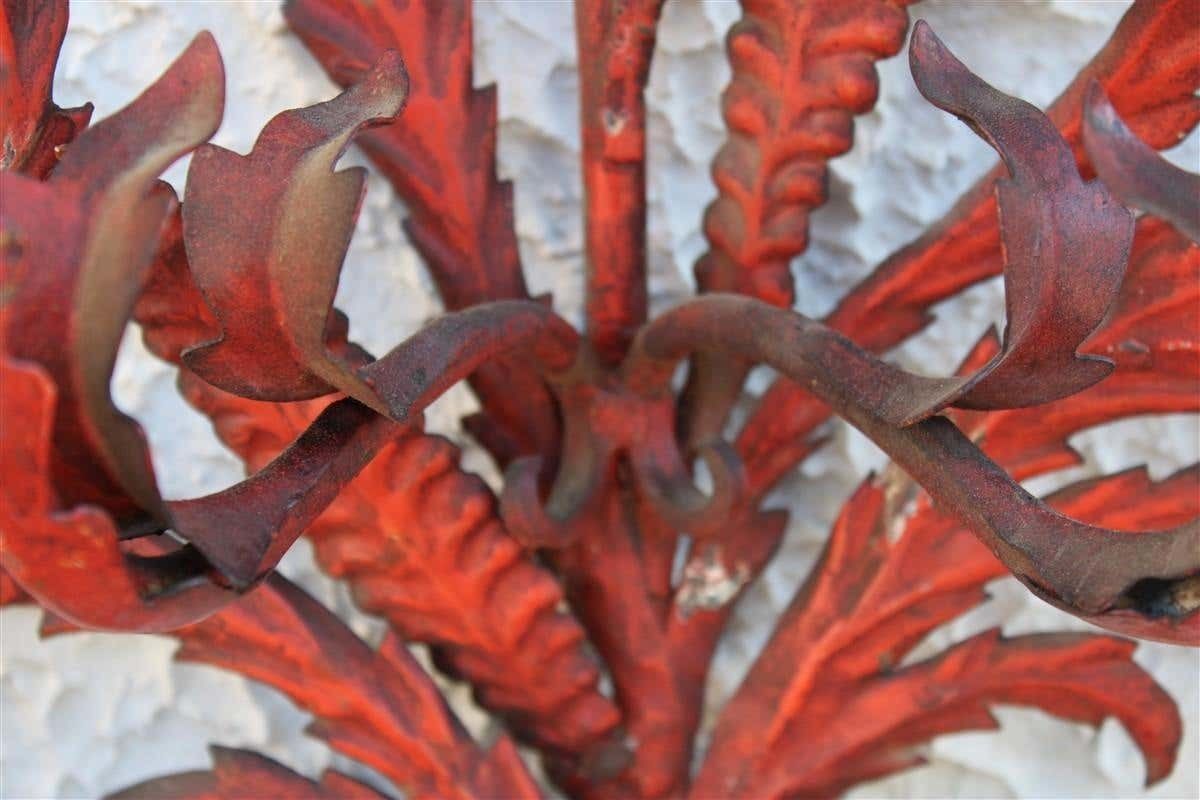 Art Large Decorative Floral Applique Of 1930 Italian In Red Lacquer With Flowers And photo