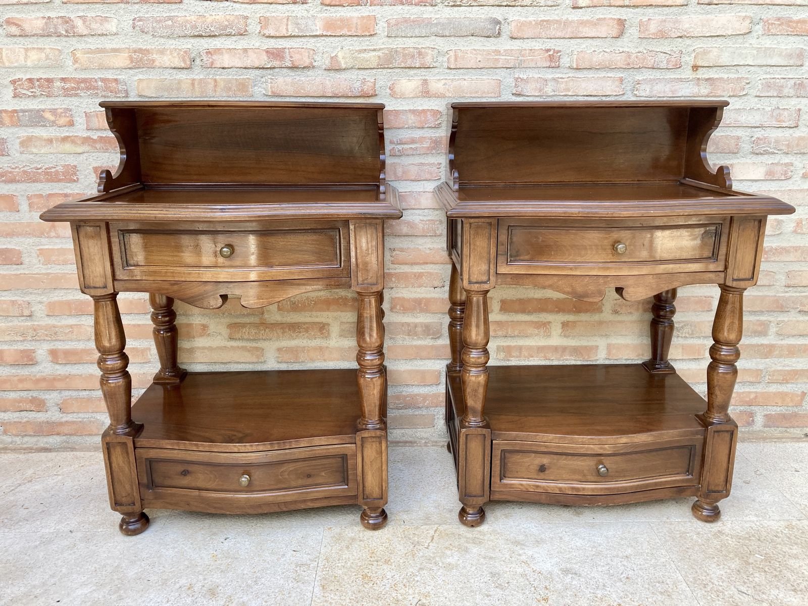 Pair Of Spanish Mid Century Wood Nightstands photo Furniture