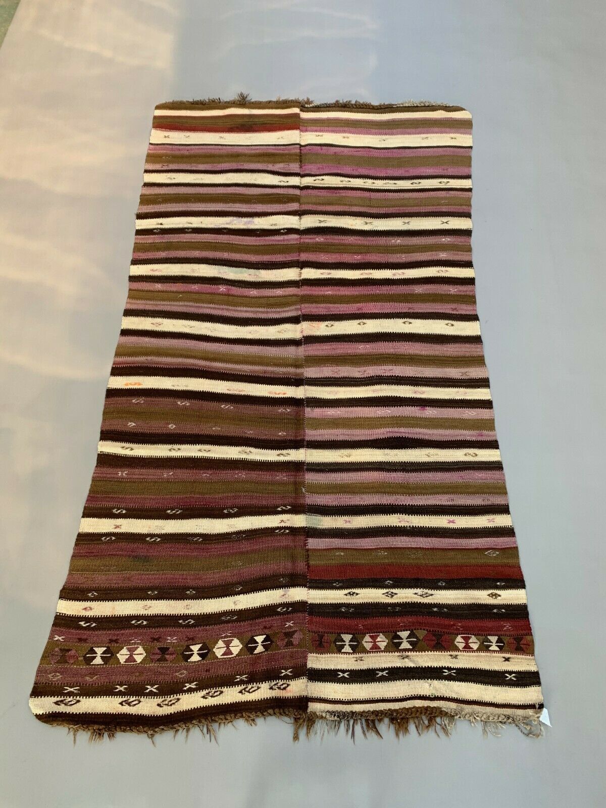 Vintage Turkish Kilim 317x170 Cm Wool Kelim Rug Large Purple, Brown, Black photo for sale
