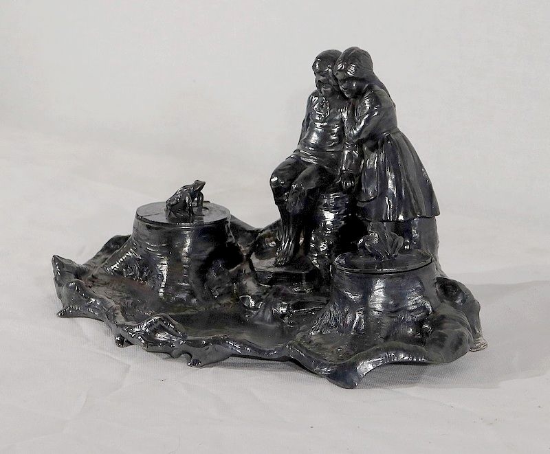 Pewter Inkwell, Art Nouveau Period – 1900 photo for sale