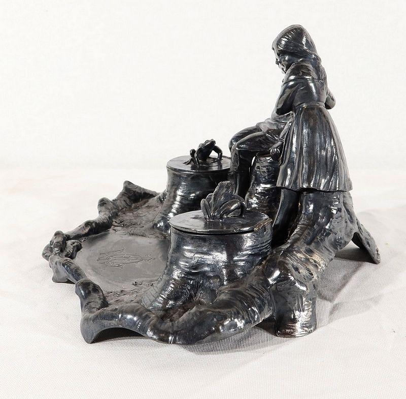 Pewter Inkwell, Art Nouveau Period – 1900 photo Home Decor