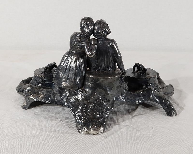 Pewter Inkwell, Art Nouveau Period – 1900 photo 916.7