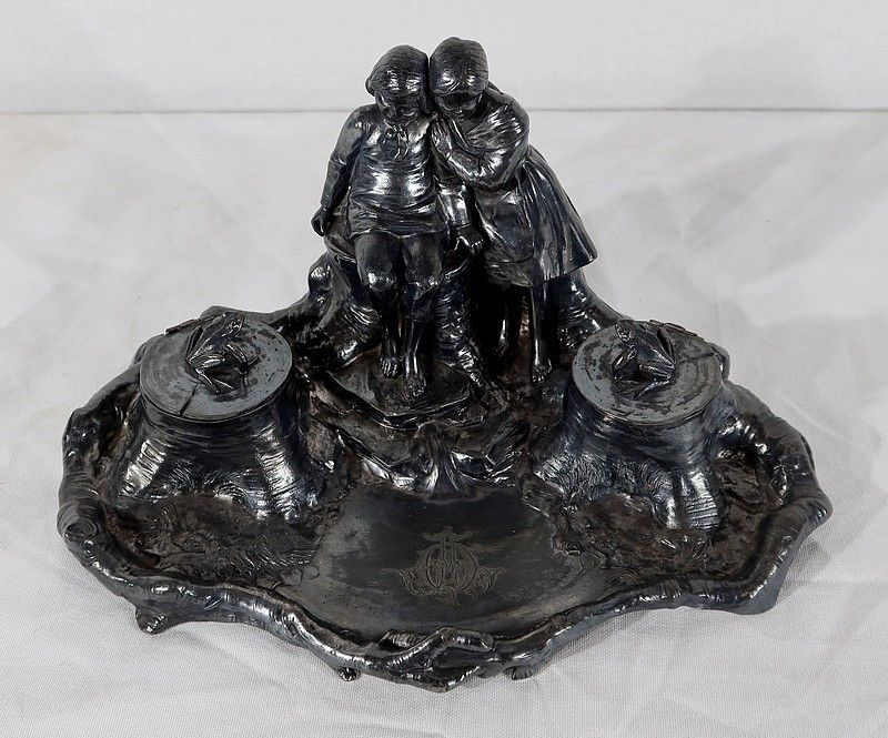 Pewter Inkwell, Art Nouveau Period – 1900 photo buy