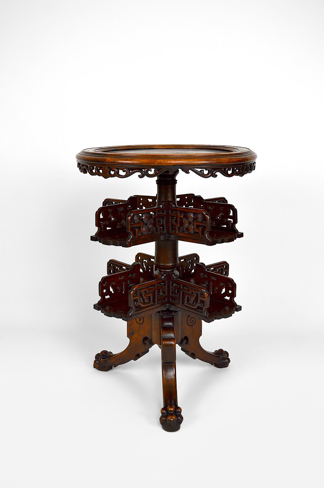 Bookcase Pedestal Table Attributed To Gabriel Viardot, Japonism, Circa 1880