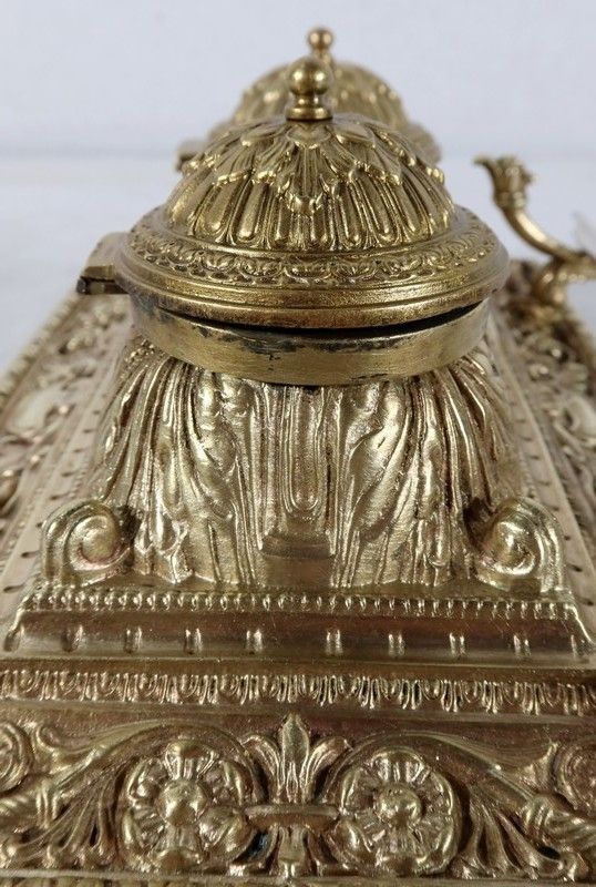 photo furniture Inkwell In Gilded Bronze, In The Renaissance Style   Late 19th Century