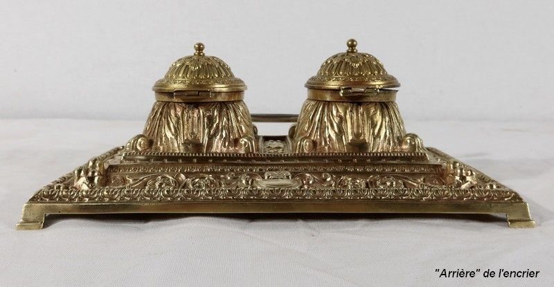 photo vinterior Inkwell In Gilded Bronze, In The Renaissance Style   Late 19th Century