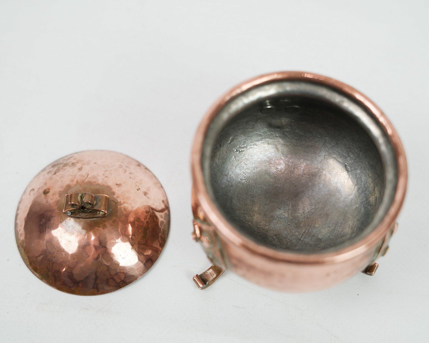 Set Of 3 Copper Parts Coffee Pot Sugar Bowl And Cream Jug From Around 1960s Respectively photo buy