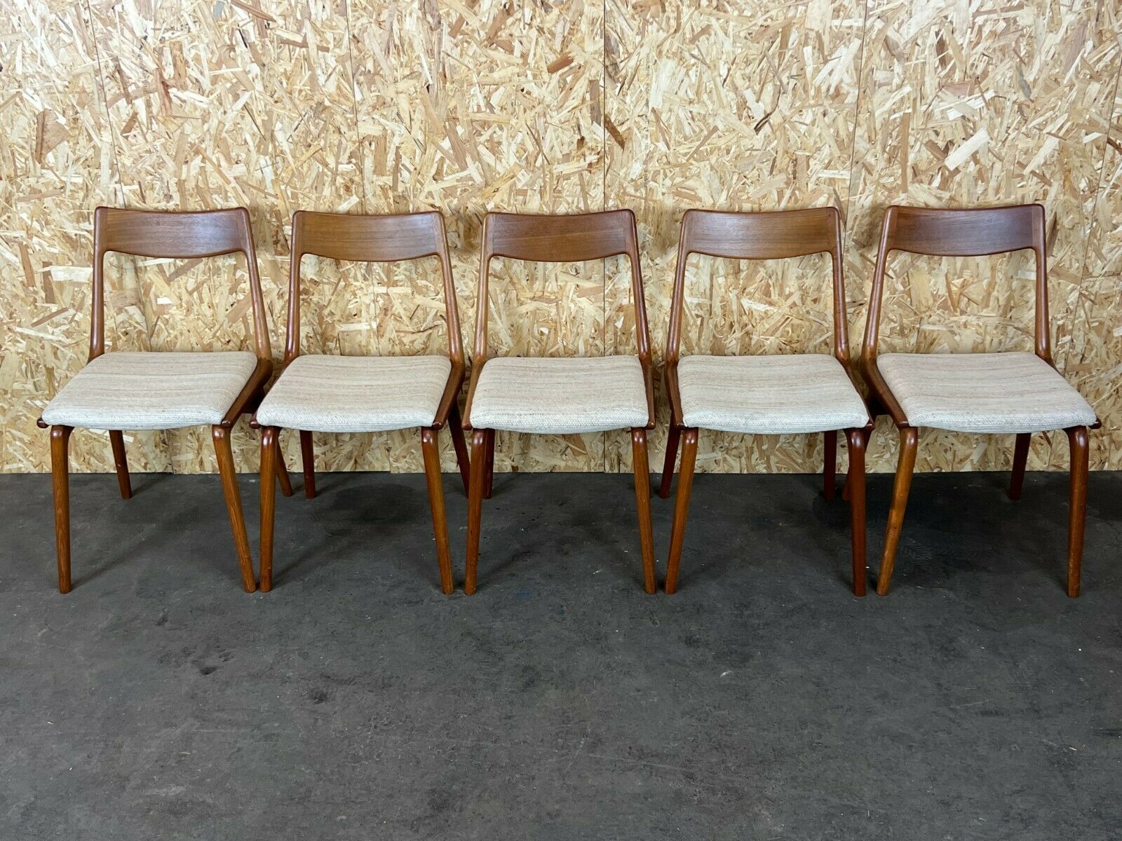 5x Boomerang Dining Chairs Alfred Christensen Slagelse Møbelværk Teak 60s 70s photo furniture