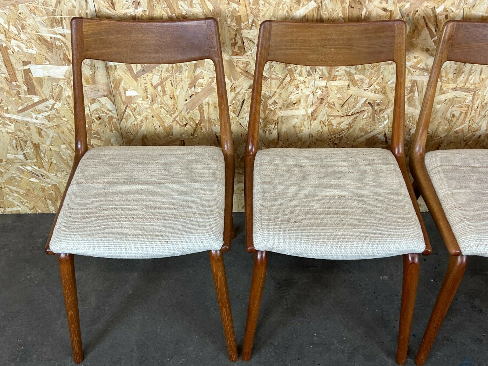 5x Boomerang Dining Chairs Alfred Christensen Slagelse Møbelværk Teak 60s 70s photo for sale