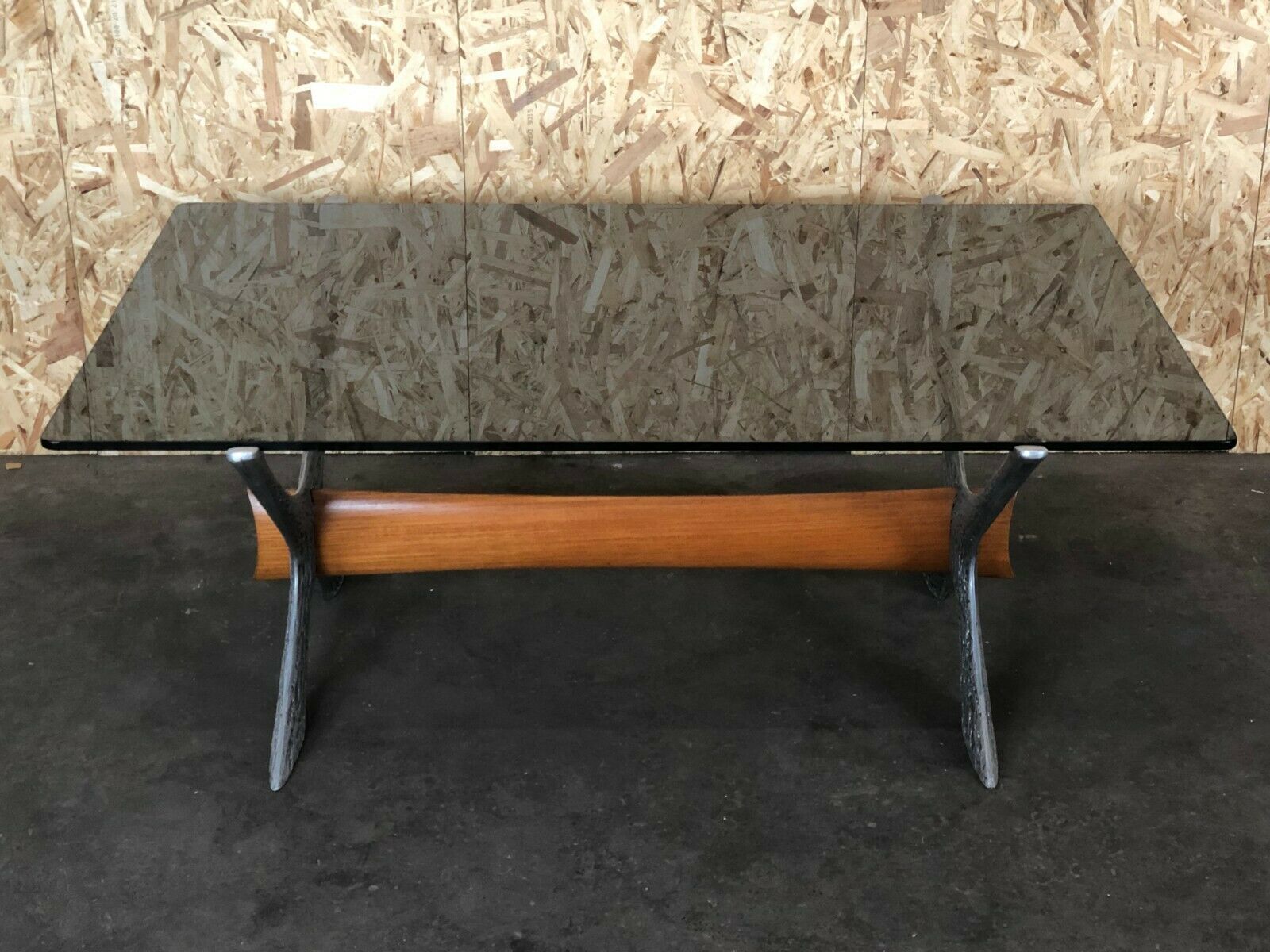 Coffee Table Coffee Table Glass Top Metal Teak 60s 70s