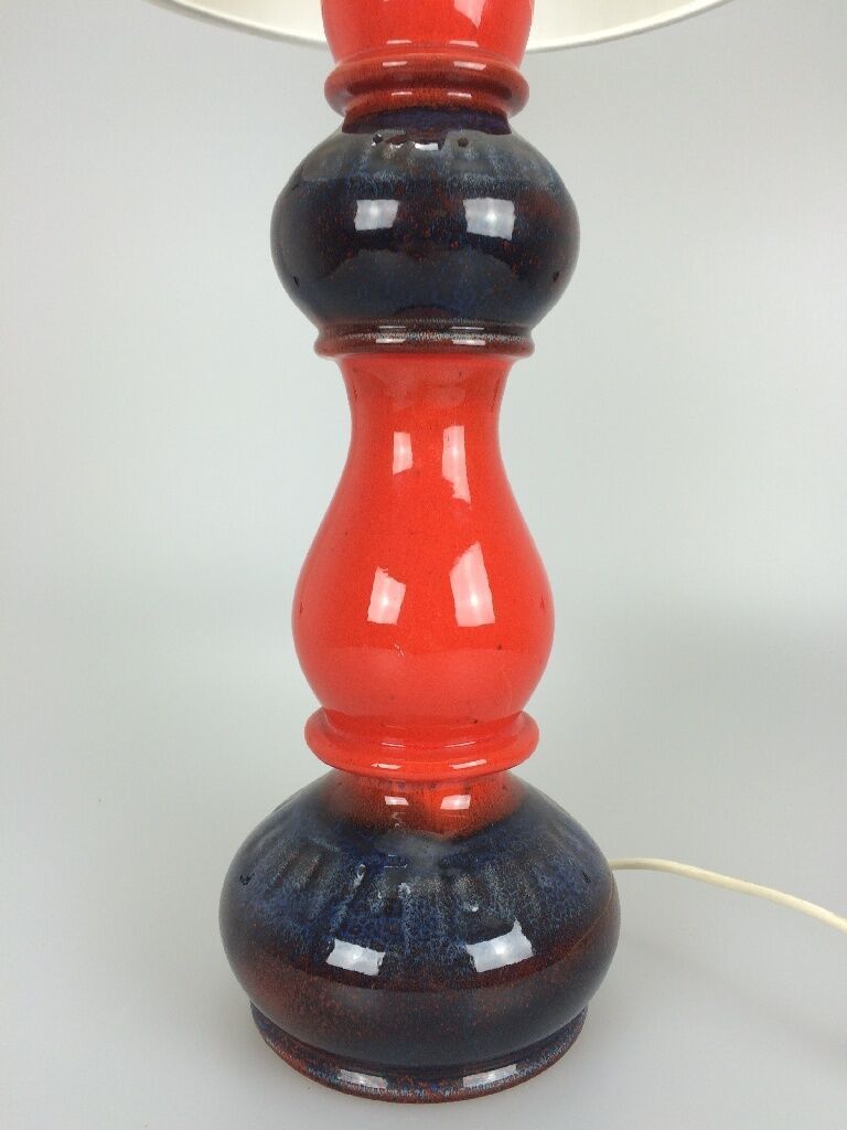70er Jahre Lampe Leuchte Tischlampe Tischleuchte Keramik Space Age Design Rot photo furniture
