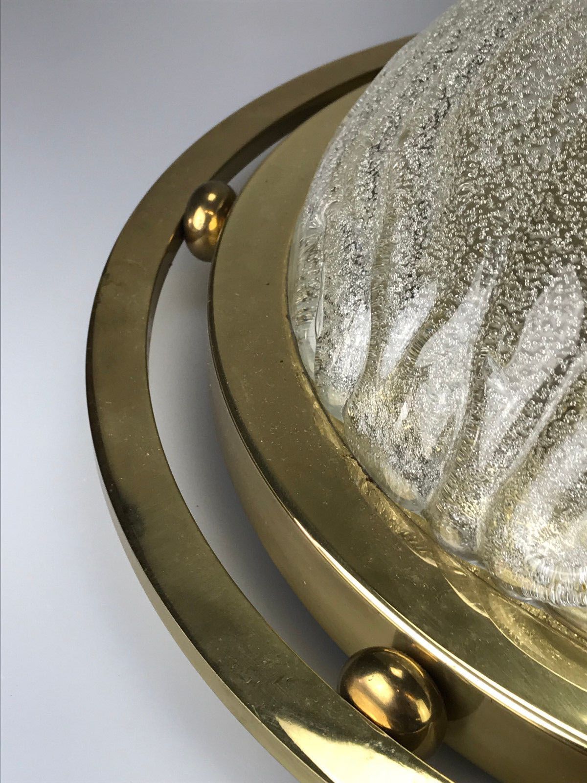 60s 70s Lamp Luminaire Plafoniere Flush Mount Ice Glass Space Age Design photo vinterior