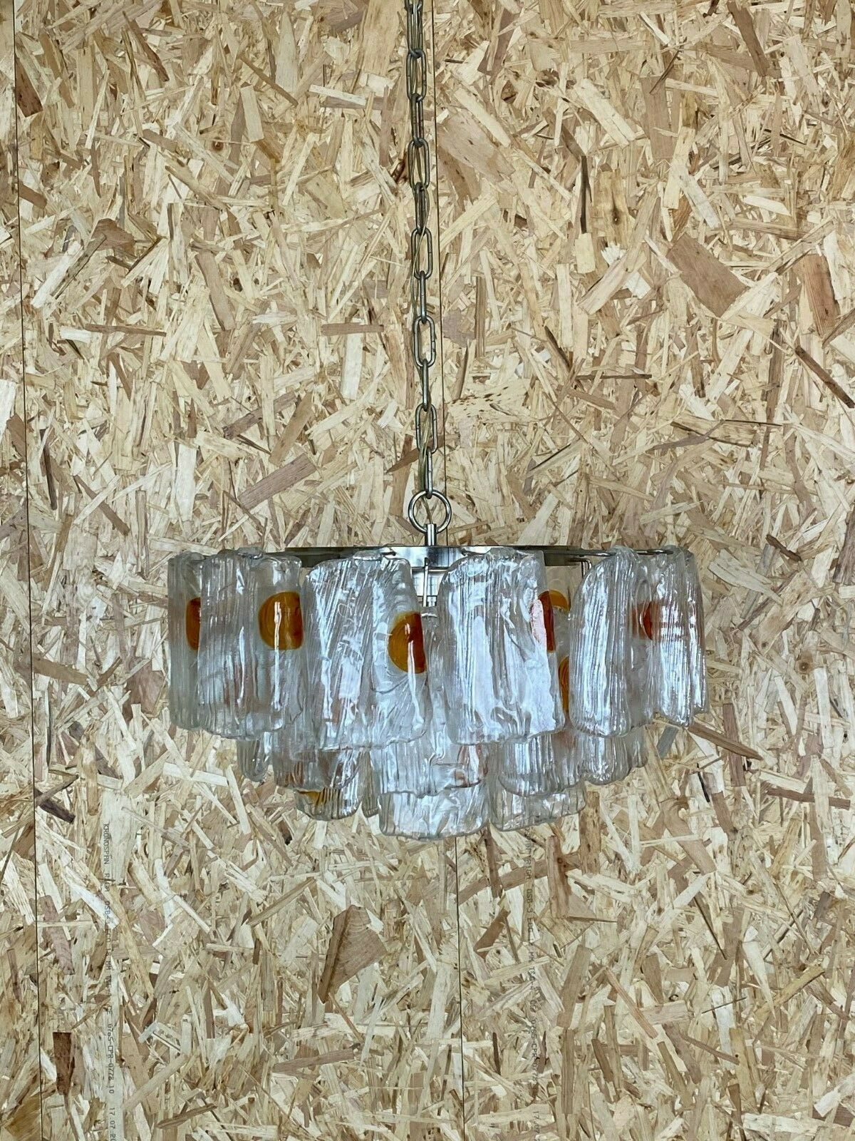 Xl 60s 70s Murano Glass Chrome Chandelier Chandelier Glass Space Age 60s photo for sale