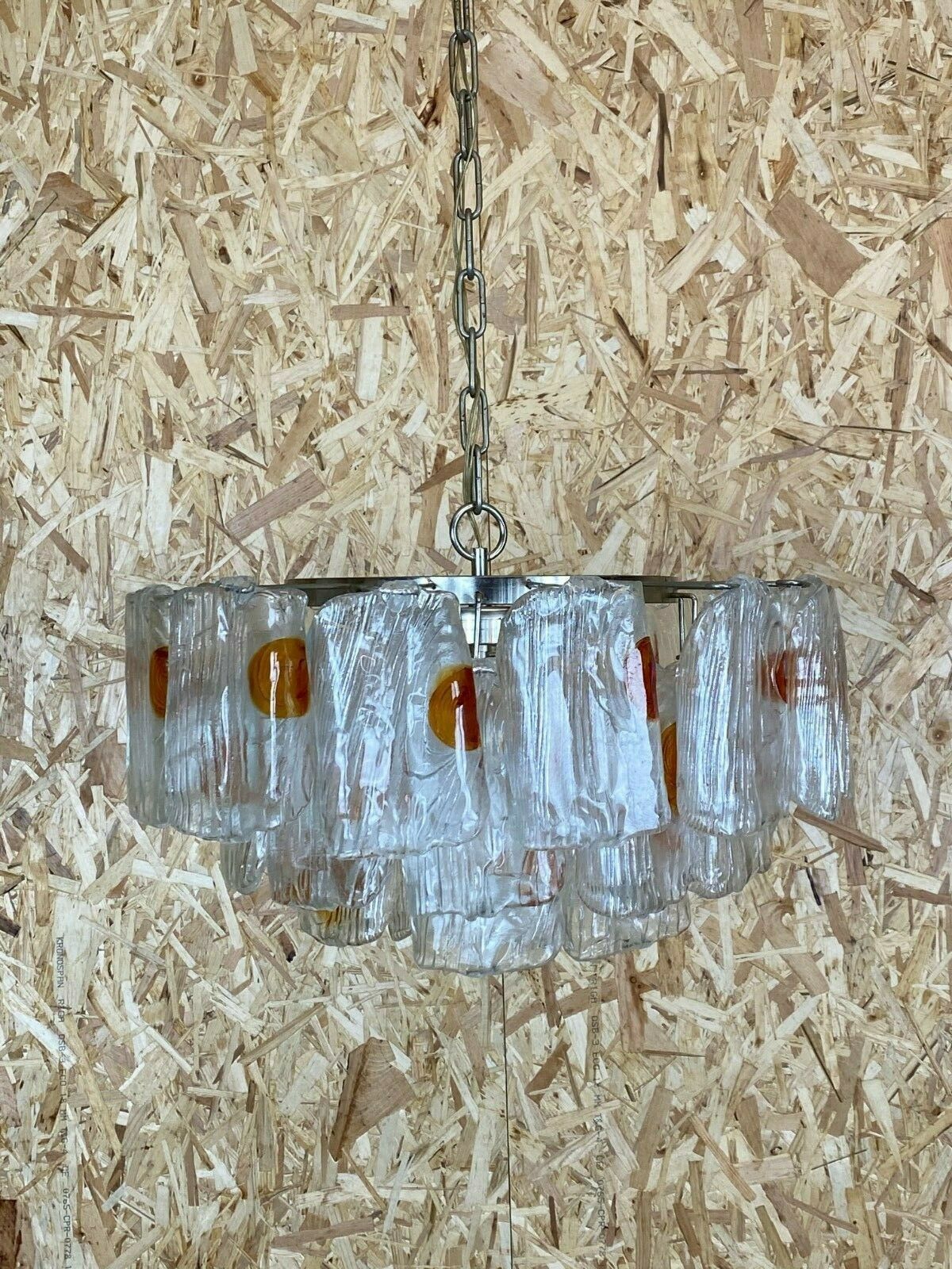 Xl 60s 70s Murano Glass Chrome Chandelier Chandelier Glass Space Age 60s photo Lighting