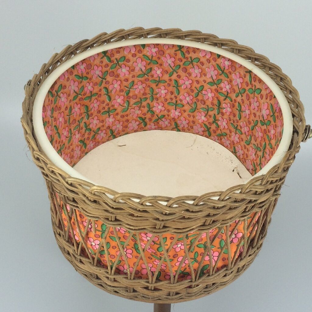 70s Sewing Box Sewing Basket Utensilio Wood Mesh Space Age Mid Century Design photo 66.0