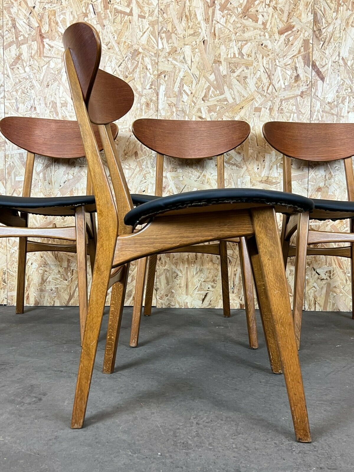 4x 60s 70s Teak Chairs Chair Dining Chair Danish Modern Design 60s 70s photo buy