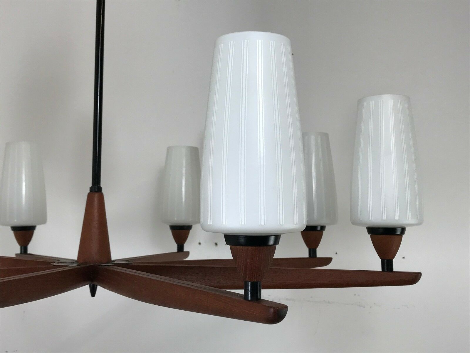60s 70s Teak Chandelier Chandelier Uno & Osten Kristiansson For Luxus photo for sale