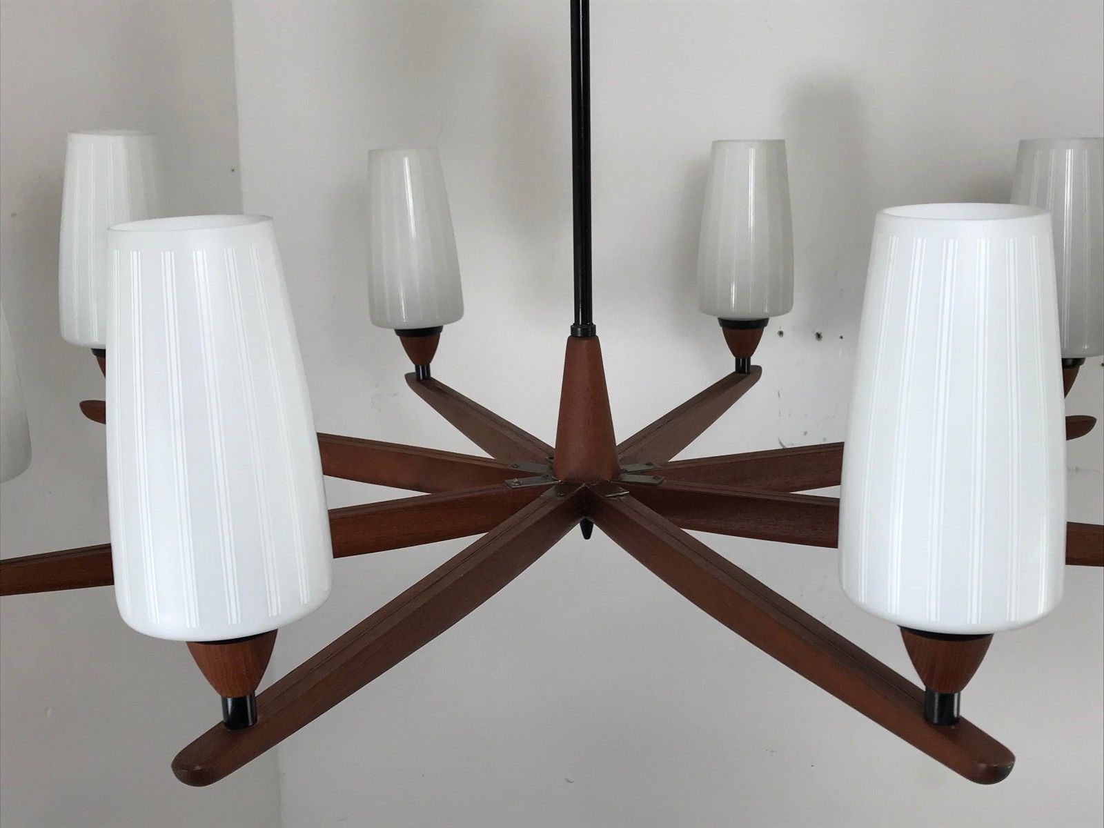 60s 70s Teak Chandelier Chandelier Uno & Osten Kristiansson For Luxus photo Lighting