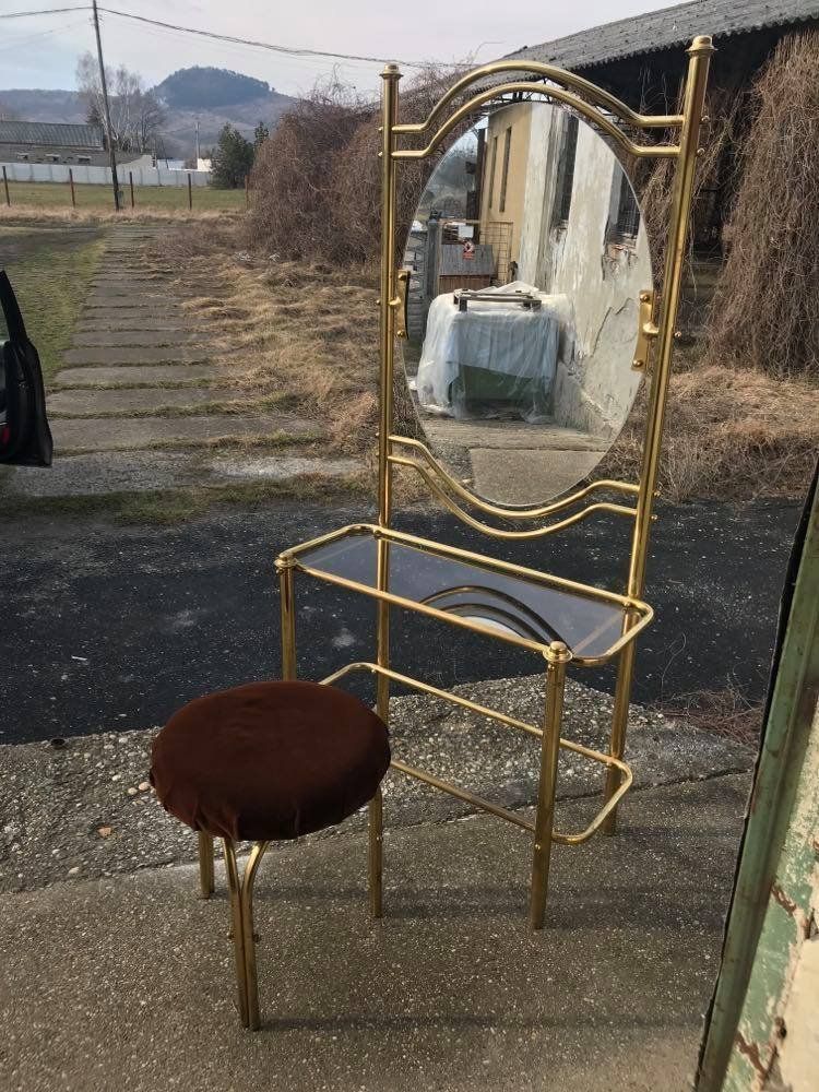 Brass Dressing Table & Stool, 1950s, Set Of 2 photo for sale