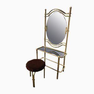Brass Dressing Table & Stool, 1950s, Set Of 2