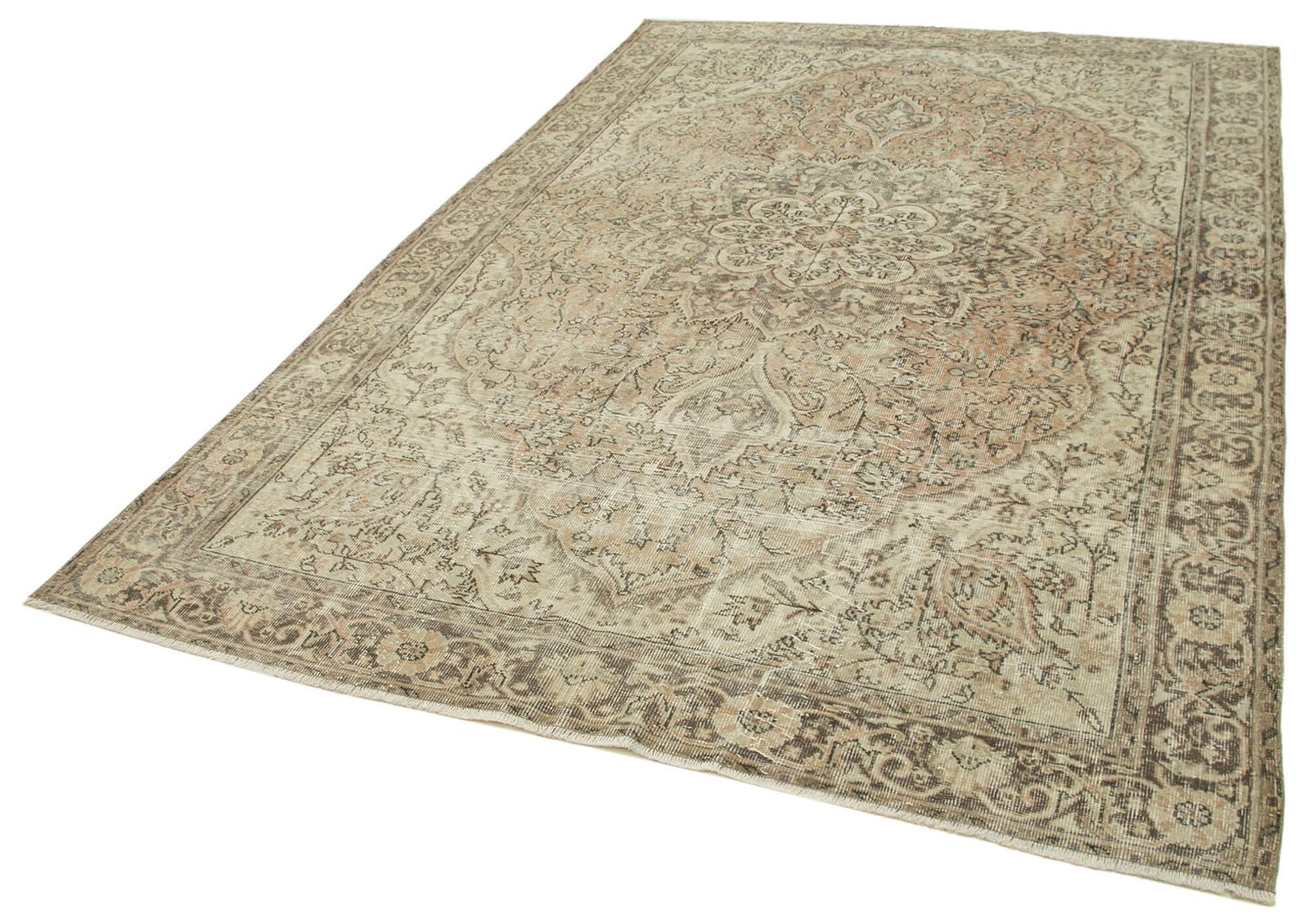 Turkish Handmade 1970s 195 Cm X 300 Cm Beige Vintage Area Rug photo for sale