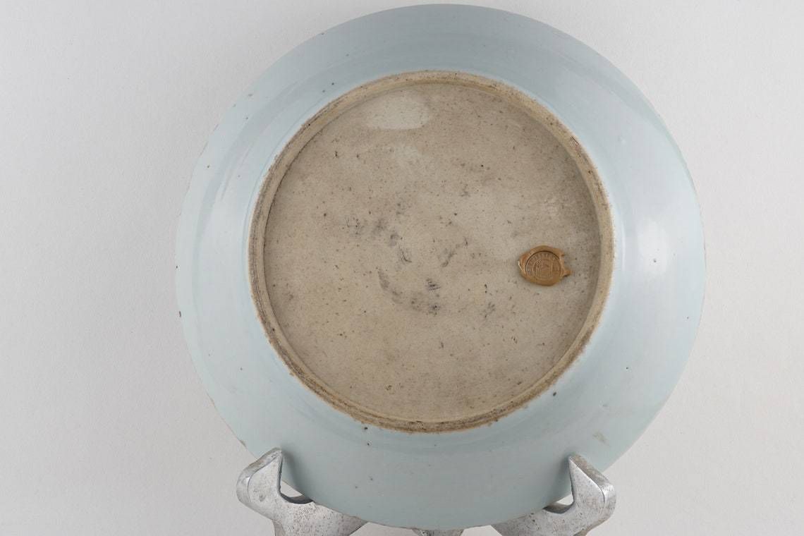 Antique Chinese Plate With Fish Motif, Decorative Plate With Carp, Chinese Blue And White Porcelain Circa 1897 1910 photo furniture