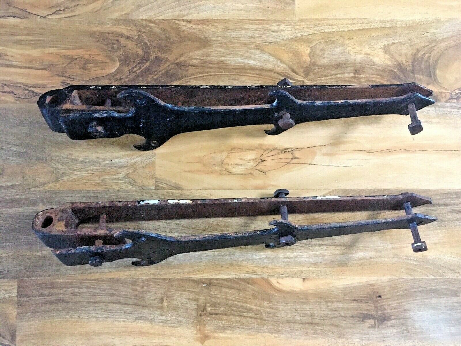 Huge Pair Of 2ft Antique Iron Art Nouveau Barn Door / Gate Strap Hinge Brackets photo furniture