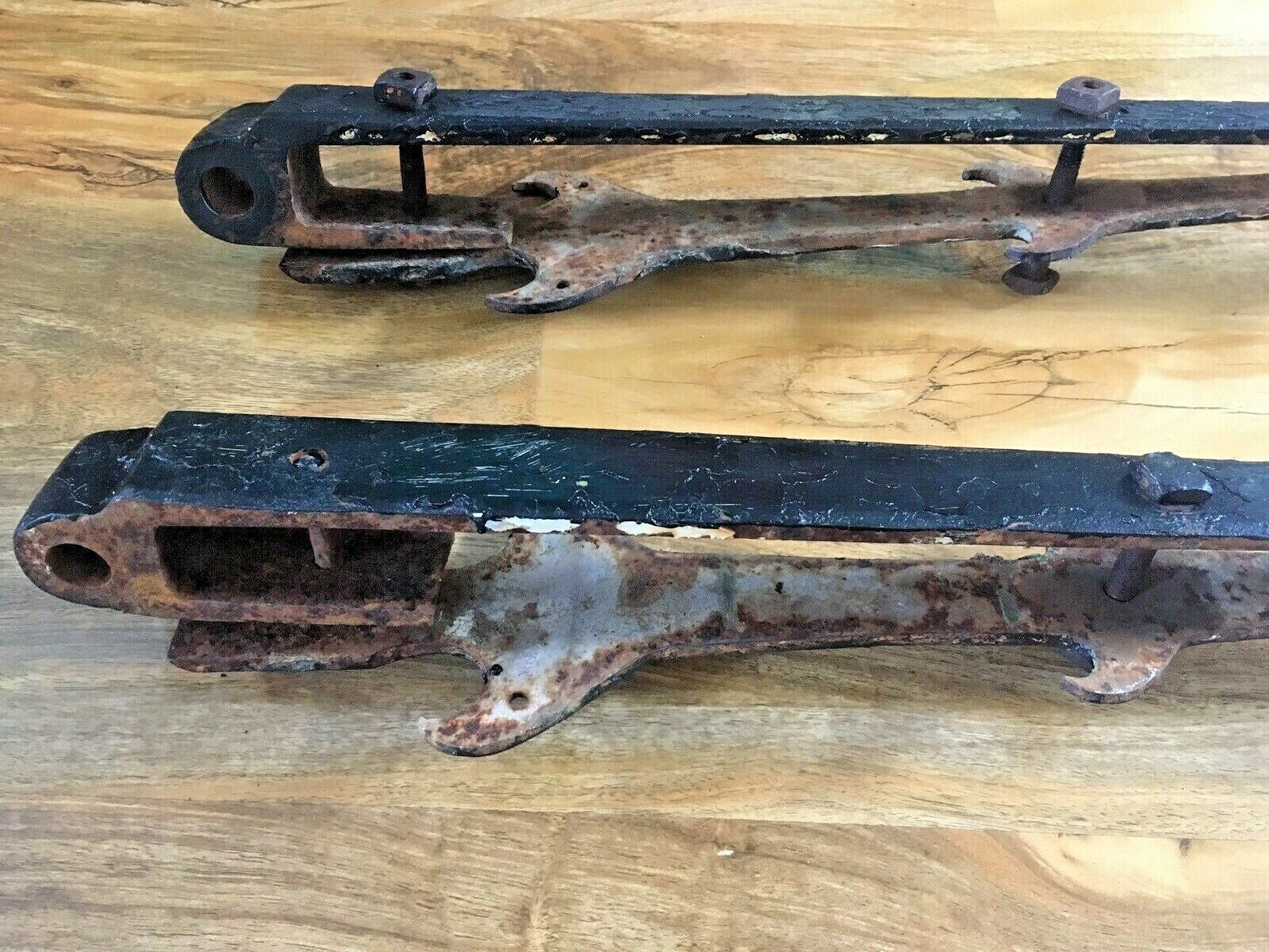 Huge Pair Of 2ft Antique Iron Art Nouveau Barn Door / Gate Strap Hinge Brackets photo Home Fixtures