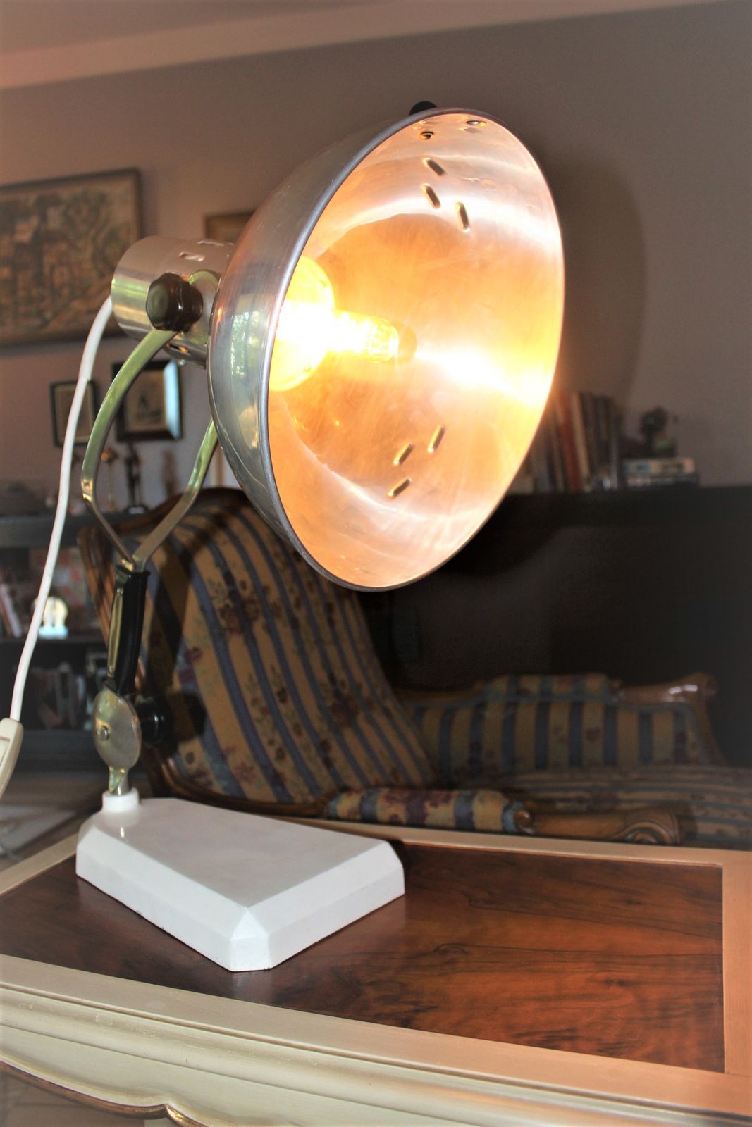 photo furniture Industrial Table Lamp 70s Light Factory Design Nickel And Steel