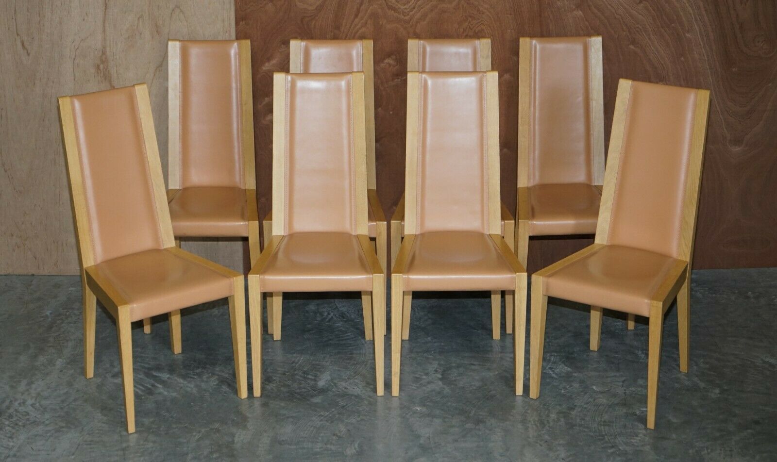 Habitat English Oak Dining Table & 8 Potocco Leather Dining Chairs photo buy