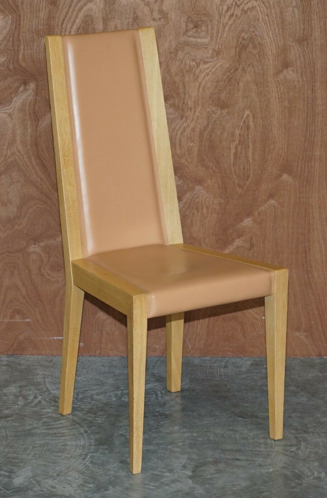 Habitat English Oak Dining Table & 8 Potocco Leather Dining Chairs photo vintage