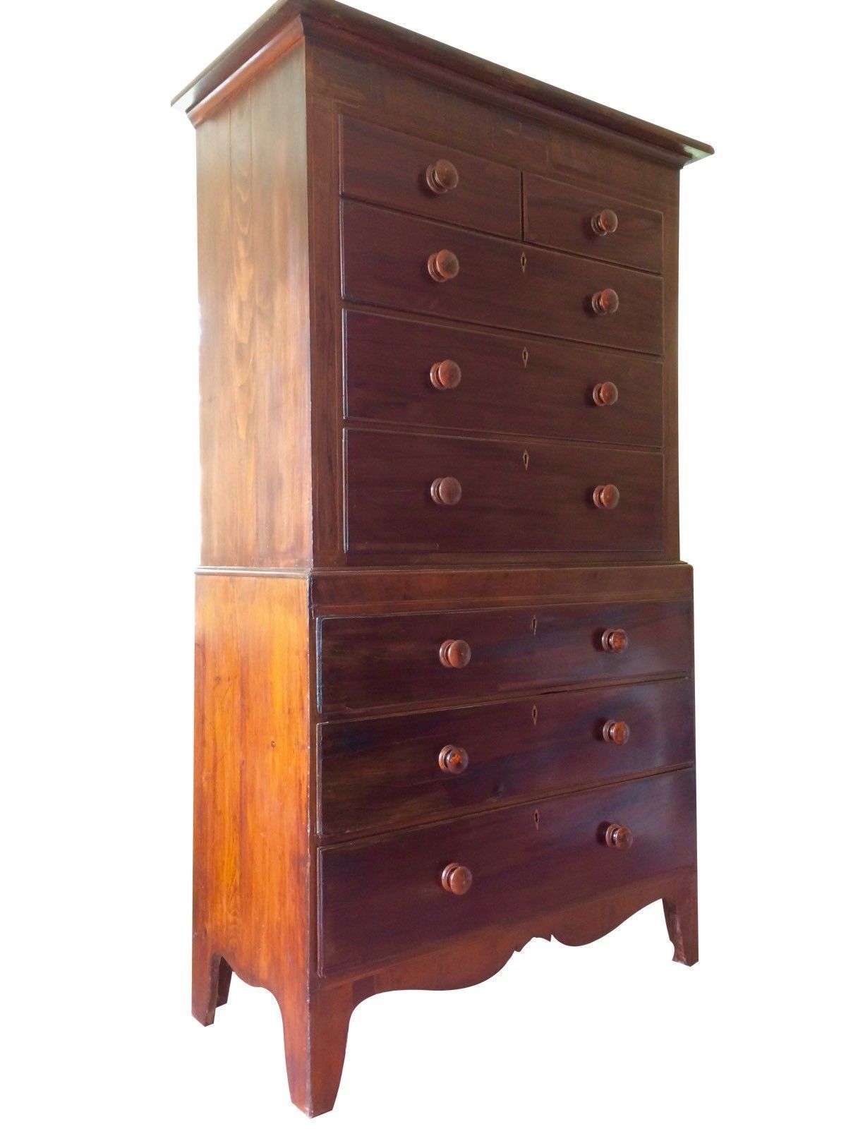 1495.0 Huge Antique Early Victorian Chest On Chest Tallboy Chest Of Drawers Mahogany photo