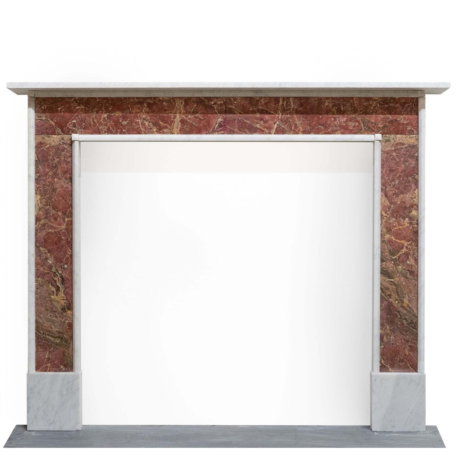 Regency Style Carrara & Rouge Marble Fireplace Surround
