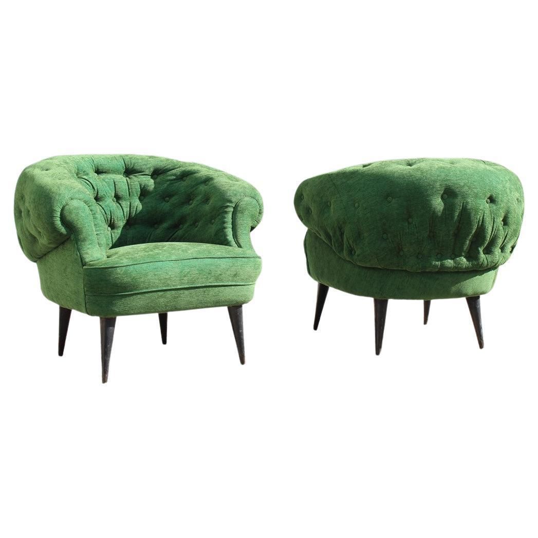 Pair Of Armchairs Guglielmo Ulrich Green Velvet Italian Design