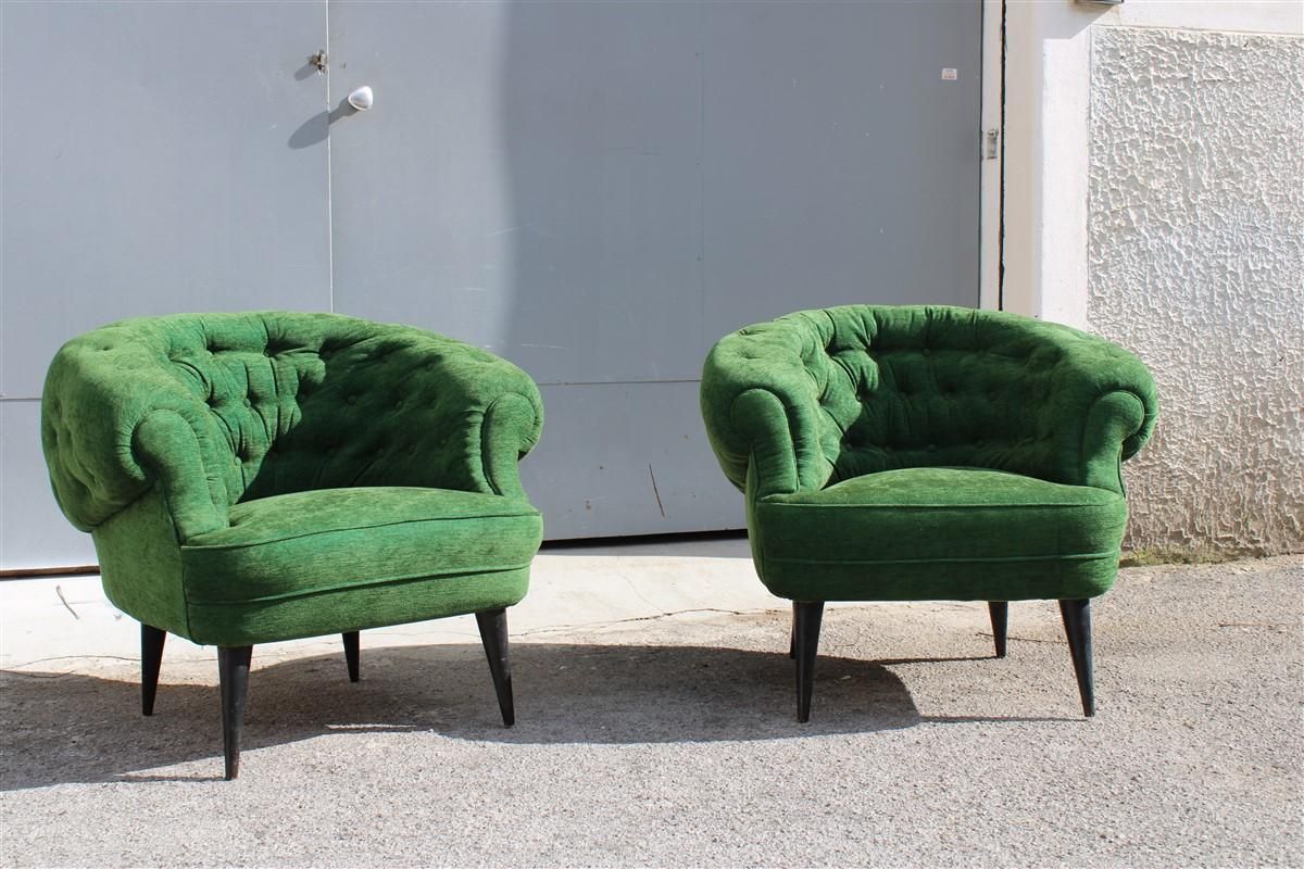 Pair Of Armchairs Guglielmo Ulrich Green Velvet Italian Design photo for sale