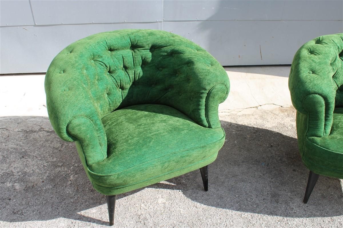 Pair Of Armchairs Guglielmo Ulrich Green Velvet Italian Design photo 7762.0